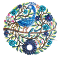 Floral Peacock with Birds