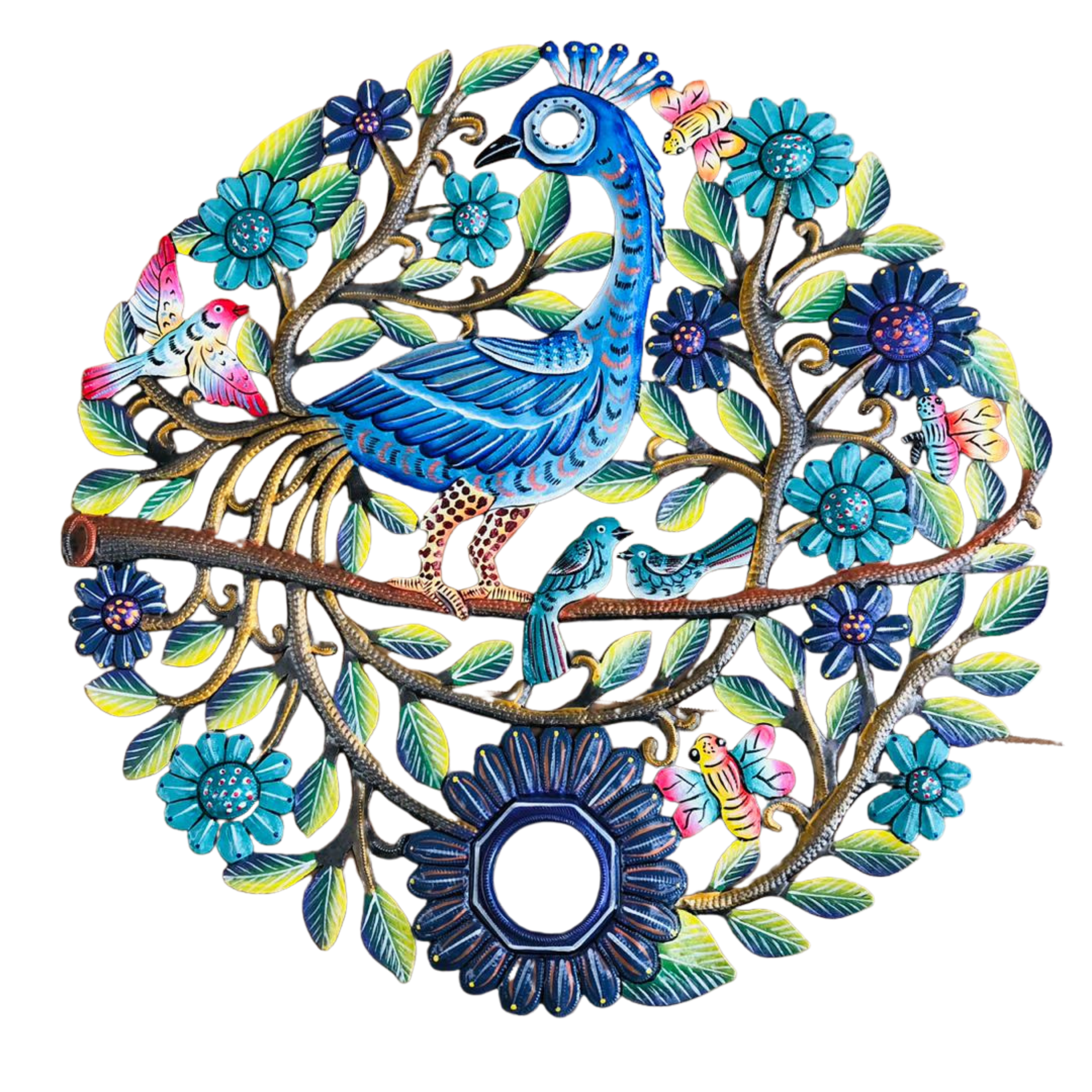 Floral Peacock with Birds