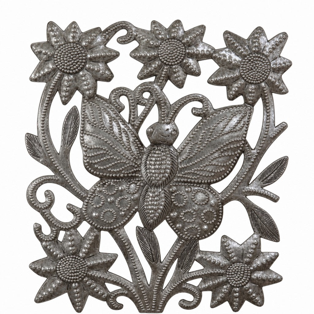 Unpainted Butterfly and flowers
